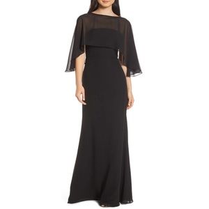 Occasion Strapless Chiffon Evening Dress with Cape. Classy beautiful for prom!